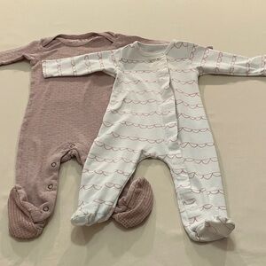Loved Baby Pink and Sammy and NatWhite Kids Footies Set